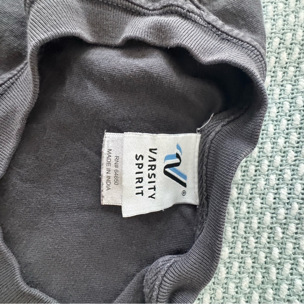 Varsity Dark Gray Short Sleeve Tee Classic Crew Neck - Picture 5 of 5